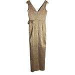 Black Halo Gold Hendricks Sleeveless V-Neck Metallic Cocktail Evening Gown 8 Photo 11