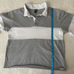 Wild Fable Long Sleeved Oversized Rugby Polo Shirt Gray White XS Photo 5