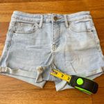 RSQ High Rise Light Wash Blue Jean Shorts with Cuffed Hem and Stretchy Denim Photo 5