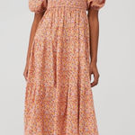 MINKPINK  Floral High Low Puff Sleeve Square Neck Dress 100% Cotton Size Medium Photo 0