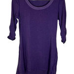 Athleta Deep Purple Soft Comfy Dress, Size Small Tall. Ruched Arms Photo 0