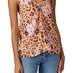 Paige  Women's Silk Cami Top Cream Tan Camel Floral Print Sleeveless S Photo 0