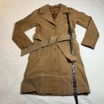 Vintage Jennyfer J 100% Leather Trench Coat Size S Hippie Y2K 70s 80s Bohemian Brown Photo 8