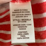Ella Moss Coral Red Stripe Linen Scoop Neck Keyhole Tank Top Large Photo 4