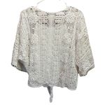 Spiaggia Dolce White Crochet Under Tank 1/2 Wide Sleeve Top Size M Tie Waist Photo 6