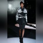 Badgley Mischka  Black and Gray Plaid Cape Jacket Wool Blend Medium Photo 1