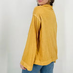 Free People supernova honeycomb yellow flowy longsleeve top cowl neck size xs Photo 4