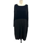 Eileen Fisher  Long‎ Sleeve Jersey Colorblock Dress Black Gray Size Medium Photo 2