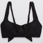 Aerie New Scoop Bikini Top in Black Tie Back Sz M Photo 3