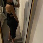 LAST ONE | NEW Black Front Cut Out Halter Neck Back Tie Midi Dress Size M Photo 5