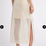Open Edit Elegant Cream Sequin Skirt midi sheer Photo 1