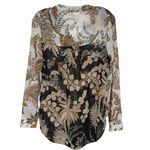 Fig and Flower Sheer Floral Paisley Button Down Blouse Womens sz M Boho Cottage Black Size M Photo 3