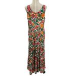 Peruvian Connection Carnaval Dress Maxi Tiered Jersey Floral Print Size Large Photo 8