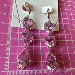 ALDO pink earrings heart shape crystal drop silver tone Photo 2