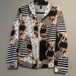 SheIn Plus Baroque & Striped Zip Up Jacket Photo 3