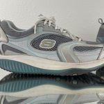 Skechers Y2K 90s Vibes Grey Blue Leather Shape-Ups Chunky Platform Sneakers Photo 3
