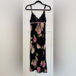 Oscar de la Renta Pink Label Vtg 2000s Black Floral Lace Trim Slip Dress Size M Photo 10