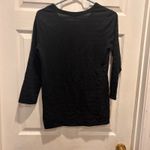 Gap  Women M Black Metallic Stripe 3/4 Sleeve Crew Neck Top Shirt Neutral Classic Photo 4