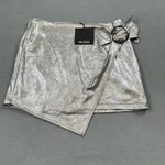 ZARA NWT Metallic Mini Skirt Womens M Silver Faux Metallic Wrap Buckle Trafaluc Photo 0