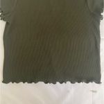 Heart & Hips Olive Green Ribbed Crop Top with Lettuce Edge Photo 1