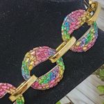 Chunky Colorful Acrylic Chain Link Necklace Gold Photo 5