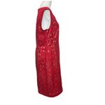 Tadashi Shoji  Red Laser Cut Dress Women’s Size 14 Sheath Lined Formal Photo 2