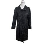 Eileen Fisher Rumpled Trench Coat Women’s Size Small Black Cotton Nylon Metallic Photo 1