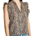 Steve Madden NWT ~ Black Ruffle Calico Sleeveless Blouse Ditsy Top ~ SMALL Photo 0