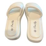 Pink Lily  Sofia White Puff Platform Slides Photo 3
