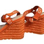 Guess Women Orange Spell Out Logo Ankle Strap Espadrille Sandal Shoe Photo 9