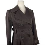 ZARA Double Breasted Pleated Trench Coat Jacket Dark Brown Size Small Office Job Photo 4