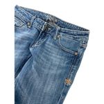 Miss Me 27 Flare Raw Edge Low Rise Denim Jean Embossed Back Pockets 30" Inseam Photo 3