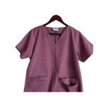 Landau Womens Scrub Top M Burgundy Check V Photo 7