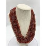 Layered red and brown multistranded statement necklace Red Photo 4