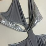 SKIMS metallic swim halter monokini in nickel swimsuit one piece 2X Photo 8