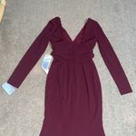 Dress the Population Dress The Population Carmen Long Sleeve Trumpet Maxi Gown Dress Burgundy XS Photo 9