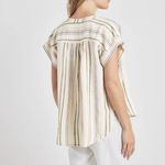 Splendid NWT  Beige and Green Priya Button Down Striped Blouse | XL Photo 1