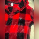 PINK - Victoria's Secret Victoria's Secret Pink Bling Plaid Fleece Hooded Robe Red/Black/Silver Dog XS Photo 1