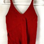 Divided Ribbed Tank Top V Neck Scoop Pullover Knit Stretch Viscose Red XS Photo 4