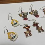 Lot Of 4 Dangle Drop Pierced Earrings Christmas Holiday Reindeer, Angel Photo 3