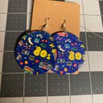 Handmade 80s Graphic Glitter Dangle Earrings Retro Y2K Style Photo 1