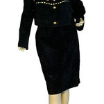 Outer Town VINTAGE 1980'S  BLACK SUEDE W/GOLD GROMMETS SKIRT SET (12) Photo 0