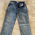 Betro Simone  Mom Fit Button Fly HighRise Distressed Straight Leg Jeans Photo 0