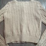 American Eagle Cotton Cable Knit Oatmeal Beige Cream Cropped Cardigan sz XS Photo 5