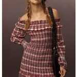 Anthropologie Pilcro Smocked Plaid Mini Dress size Medium in Red Motif Photo 0