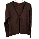 Sundance  Cardigan Cotton Sweater Front Tie Long Sleeve V Neck Roll Hem Brown S Photo 1