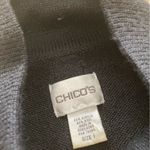 Chico's Chico’s Black Wool Blend Full Zip Coat Jacket Leather Trim Stretch Size 1 EUC Photo 2