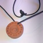 Vintage Terracotta Sun Tribal Pendant Black Cord Boho Necklace Photo 0