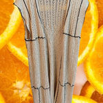 POL Knit Cardigan Vest Sweater Beige Crochet Open Front Sleeveless Medium FST361 Photo 0