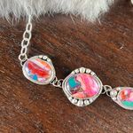 Pink spiny oyster sterling silver choker necklace Photo 2